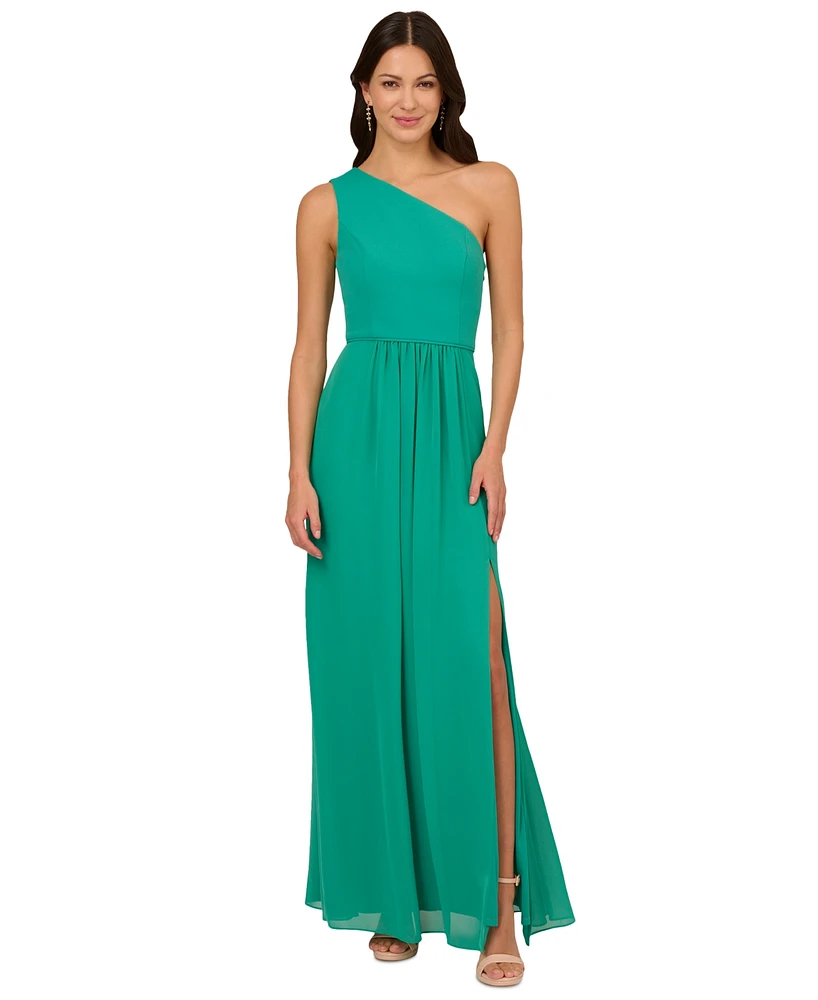 Adrianna Papell One-Shoulder Chiffon Gown