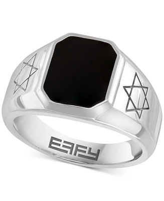 Effy Men's Onyx Star of David Engraved Ring in Sterling Silver