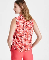 Anne Klein Women's Ruffled Tie-Neck Floral-Print Top