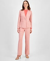 Anne Klein Women's Twill Faux-Lapel One-Button Jacket