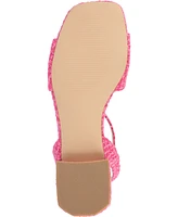 Journee Collection Women's Adleey Ankle Strap Tweed Block Heel Sandals