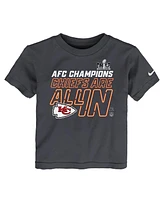 Toddler Boys and Girls Nike Anthracite Kansas City Chiefs 2023 Afc Champions Locker Room Trophy Collection T-shirt