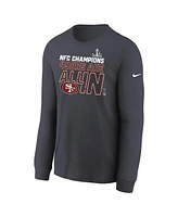 Big Boys Nike Anthracite San Francisco 49ers 2023 Nfc Champions Locker Room Trophy Collection Long Sleeve T-shirt