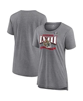 Women's Fanatics Heather Gray San Francisco 49ers Super Bowl Lviii Our Pastime Tri-Blend Scoop Neck T-shirt