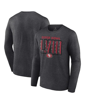 Men's Fanatics Heather Charcoal San Francisco 49ers Super Bowl Lviii Local Team Long Sleeve T-shirt