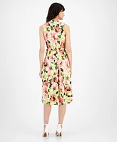 Anne Klein Petite Jenna Floral-Print Drawstring-Waist Dress