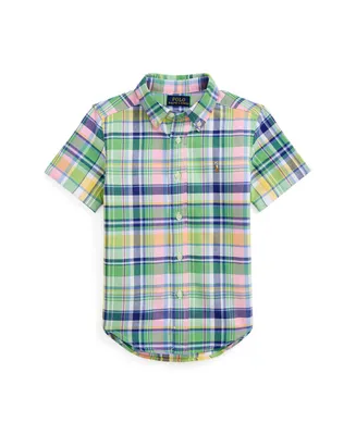 Polo Ralph Lauren Toddler and Little Boys Plaid Cotton Oxford Short Sleeve Shirt