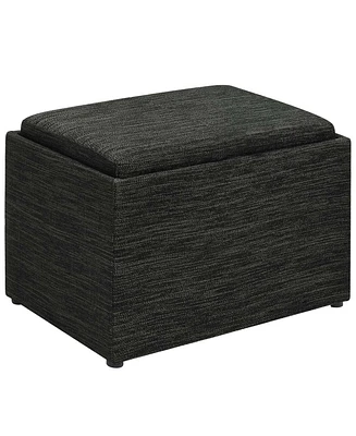 Convenience Concepts 22.75" Faux Linen Accent Storage Ottoman with Tray