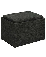 Convenience Concepts 22.75" Faux Linen Accent Storage Ottoman with Tray