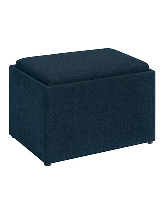 Convenience Concepts 22.75" Faux Linen Accent Storage Ottoman with Tray