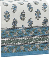 Tropez Block Print Stain Water Resistant Indoor and Outdoor Table Runner, 13" x 70"