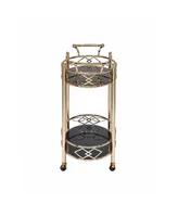 Ottesen Serving Cart, Gold & Black Glass