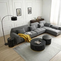 Modern Marble Coffee Table with Gold Base