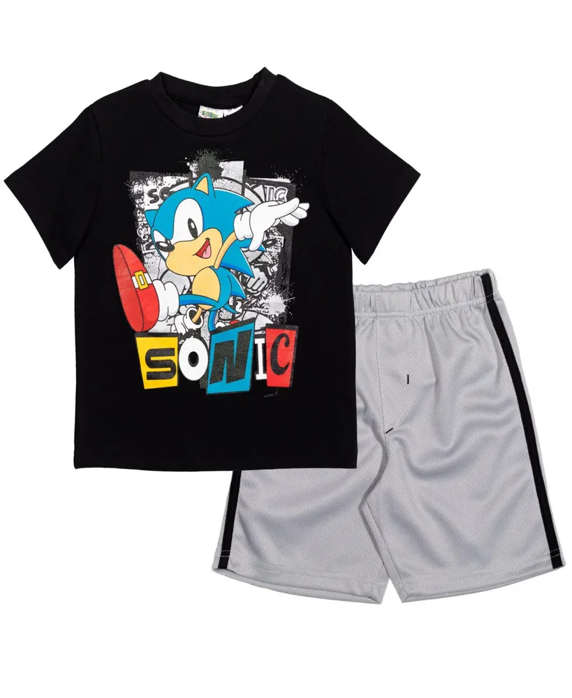 Sega Sonic the Hedgehog Athletic Pullover T-Shirt & Shorts Outfit