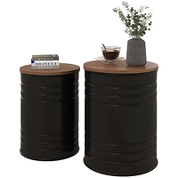 Homcom Nesting Storage Ottomans Set of 2 with Lids, Hidden Space