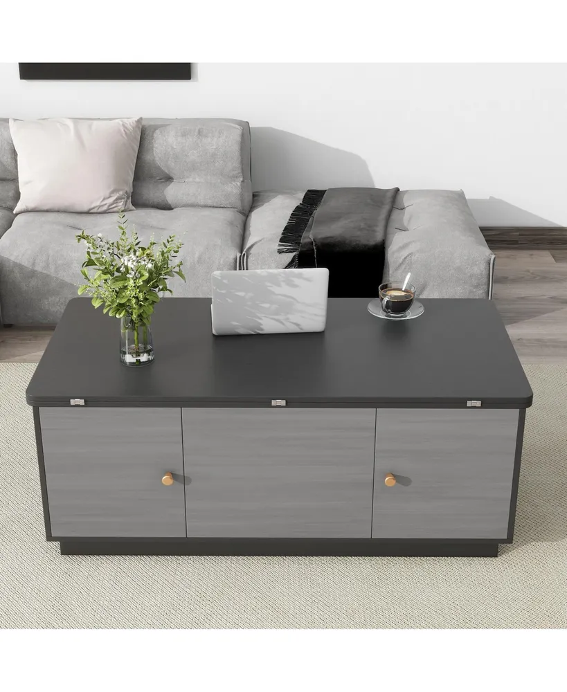Simplie Fun Modern Multi-Functional Rectangle Lift-Top Coffee Table Extendable With Storage