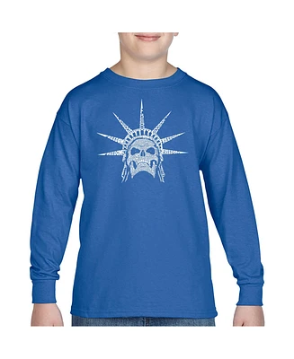 Boy's Word Art Long Sleeve - Freedom Skull Tshirt