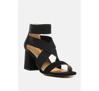 London Rag Benicia Elastic Strappy Block Heel Sandals