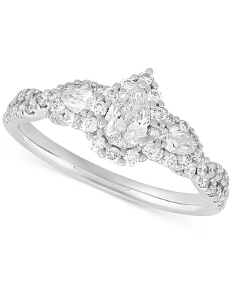 Diamond Pear Three Stone Engagement Ring (1 ct. t.w.) in 14k White Gold