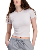 Hippie Rose Juniors' Seamless Crewneck Ribbed Tee