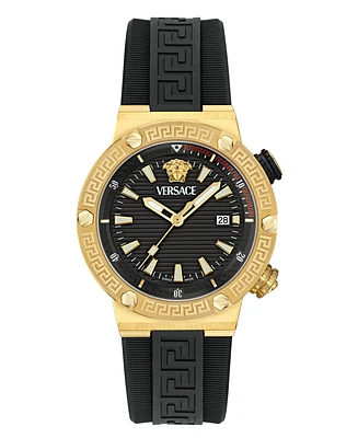 Versace Men's Swiss Black Rubber Strap Watch 43mm