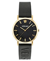 Versace Unisex Swiss Black Leather Strap Watch 40mm