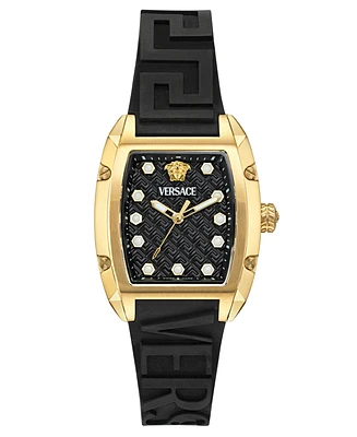 Versace Women's Swiss Black Silicone Strap Watch 45x36mm