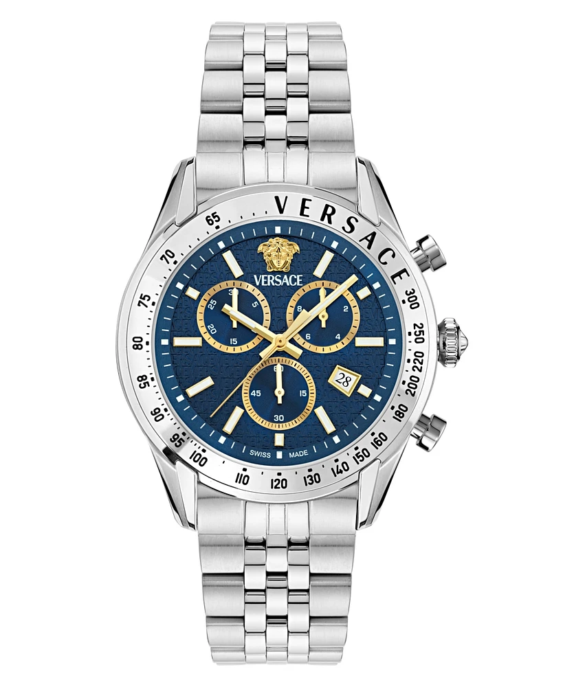Versace Men's Swiss Chronograph Stainless Steel Bracelet Watch 44mm