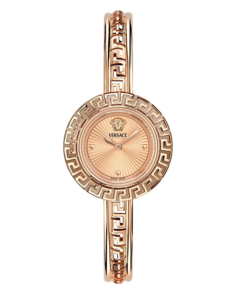 Versace Women's Swiss Rose Gold Ion Plated Stainless Steel Bangle Bracelet Watch 28mm