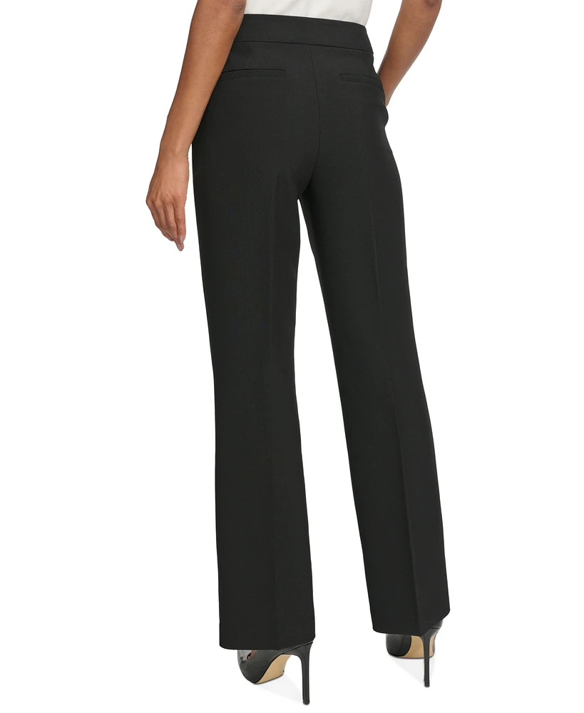 Karl Lagerfeld Women's Mid-Rise Crease-Front Bootcut Pants