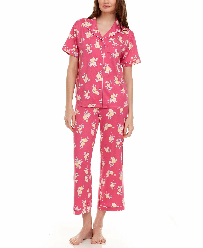 Flora by Nikrooz Women's Annie Printed Capri Pajama Set