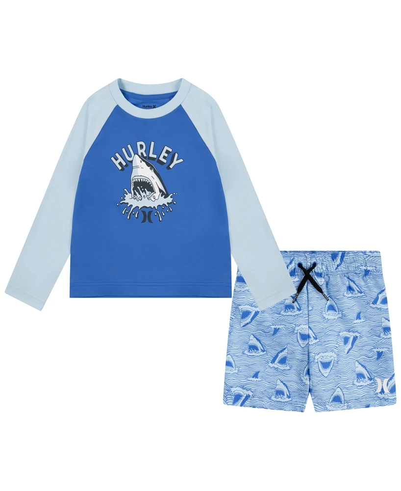 Hurley Little Boys Shark Head Doodle Swim Set