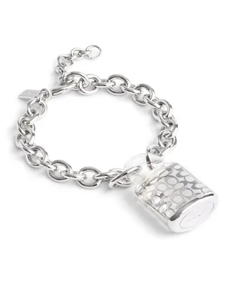 Coach Clear Resin Signature Quilted Lucite Padlock Charm Bracelet