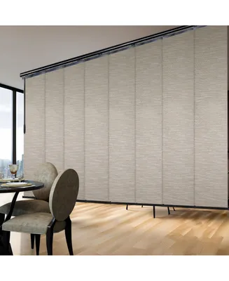 Oat Brown Blind 8-Panel Double Rail Panel Track Extendable 130"-175"W x 94"H, width 23.5"