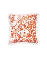 carol & frank 10" x 10" Hummingbird Bird Orange Floral Cotton Decor Small Petite Throw Pillow