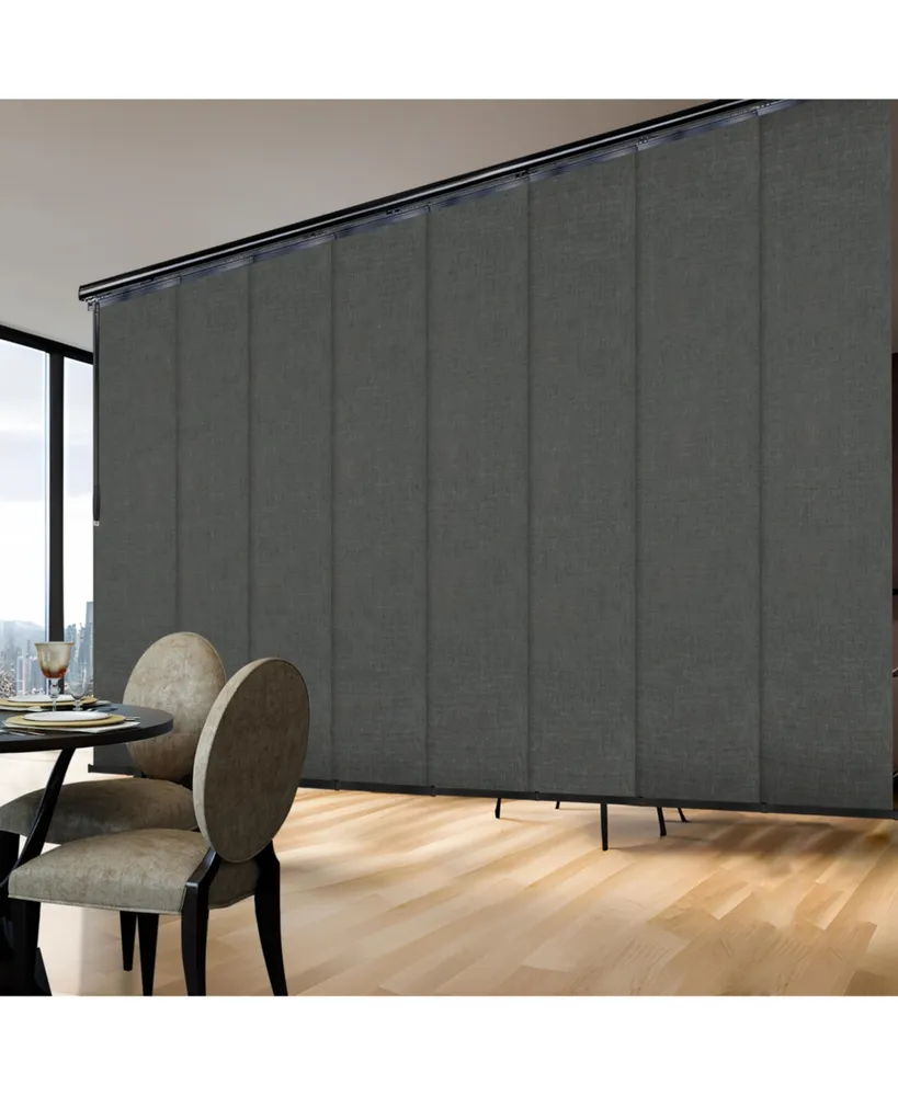 Smoke Blind 8-Panel Double Rail Panel Track Extendable 130"-175"W x 94"H, width 23.5"