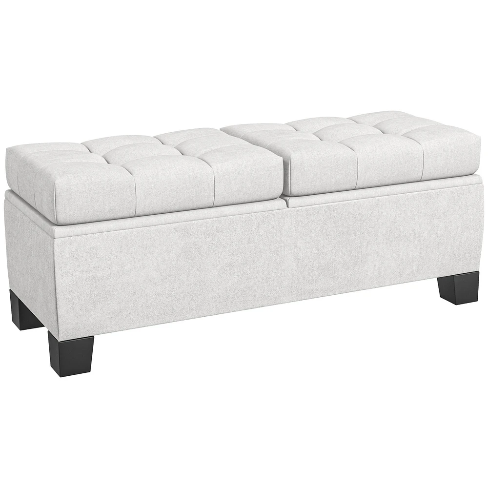 Simplie Fun Cream Upholstered Storage Ottoman Bench