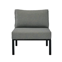 Simplie Fun Rajni Patio-Armless Chair, Gray Fabric & Black Finish