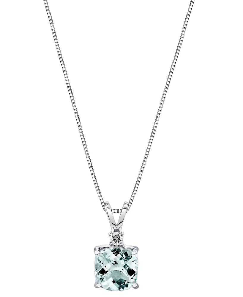 Aquamarine (1-1/3 ct. tw.) and Diamond Accent Pendant Necklace in 14k White Gold