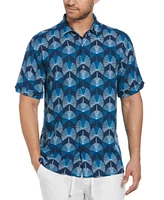 Cubavera Men's Short Sleeve Geometric Botanical Print Button-Front Shirt