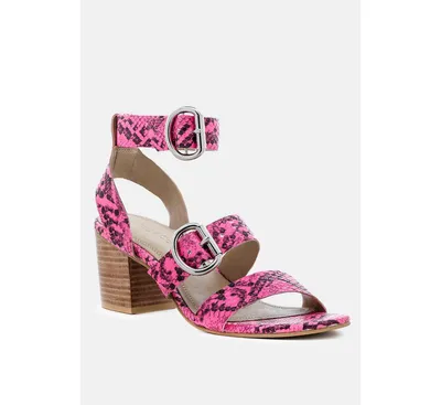 Nella Womens Stacked Heel Leather Sandal