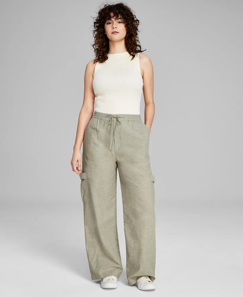 And Now This Women's Linen Blend Cargo Pants, Created for Macy's