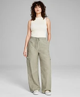 And Now This Women's Linen Blend Cargo Pants, Created for Macy's