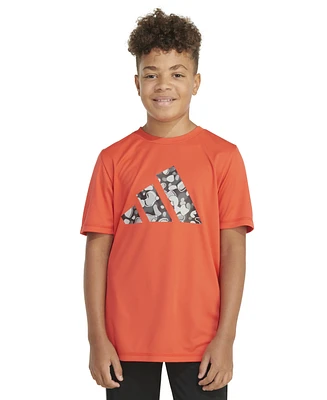 adidas Big Boys Short Sleeve Pebble Camo Logo Polyester T-Shirt