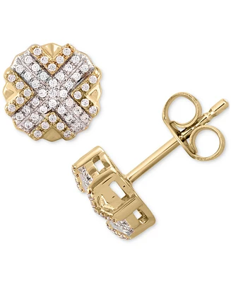 Men's Diamond X Cluster Stud Earrings (1/4 ct. t.w.) in 10k Gold