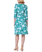 Jessica Howard Women's Floral-Print 3/4-Sleeve Wrap Dress