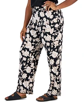 Jm Collection Plus Elena Printed Wide-Leg Pants, Created for Macy's