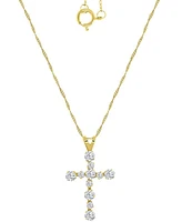 Cubic Zirconia Small Cross 18" Pendant Necklace in 10k Gold