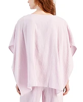 Jm Collection Women's Lace-Trim V-Neck Gauze Poncho Top, Created for Macy's