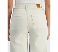 Dollhouse Juniors' High-Rise Wide-Leg Raw-Edge Jeans